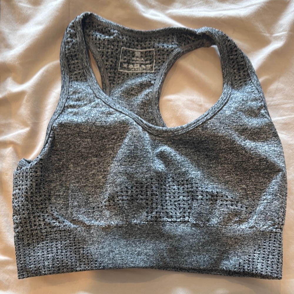 Amazon Gray Sports Bra Seamless Moisture-Wicking Racerback